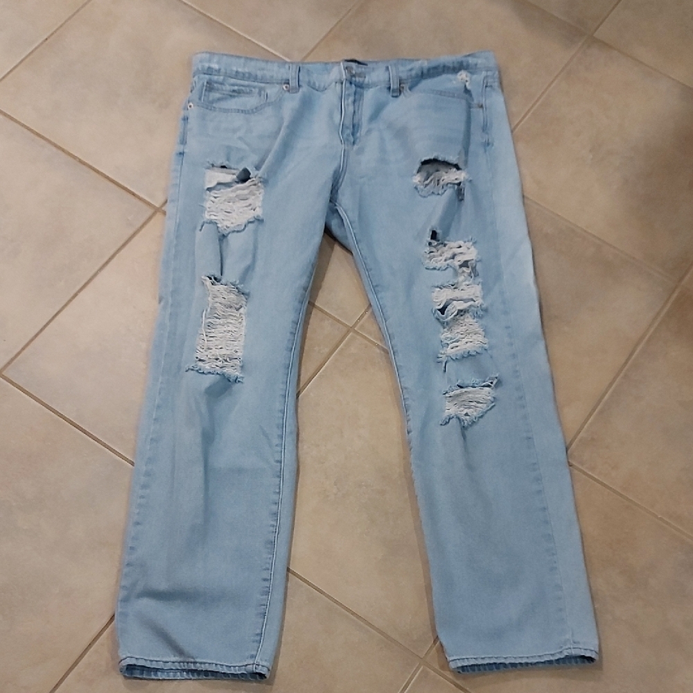 Just USA Women's Light Blue Distressed Boyfriend Jeans